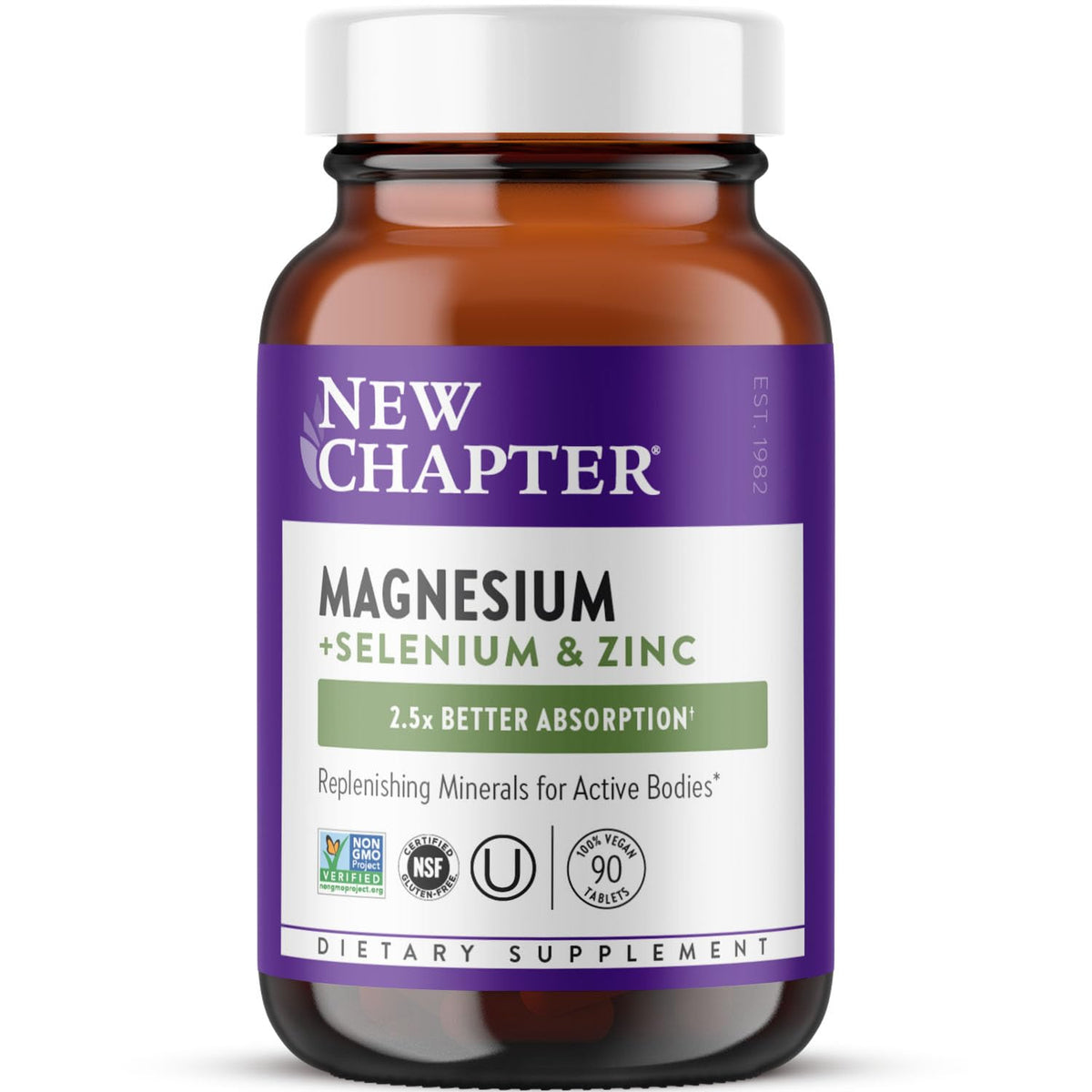 New Chapter Magnesium-Selenium-Zinc Supplement | 325 mg Mg | 90 Count
