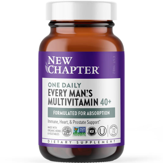 New Chapter Men’s Multivitamin 40+ | One Daily Fermented Multivitamin for Energy, Immunity & Heart Health | Gluten-Free & Non-GMO | 72 Tablets