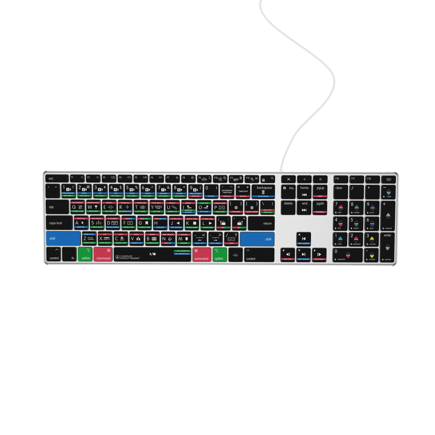 DaVinci Resolve Keyboard | AB10 Backlit | Wired & Wireless | Mac & PC