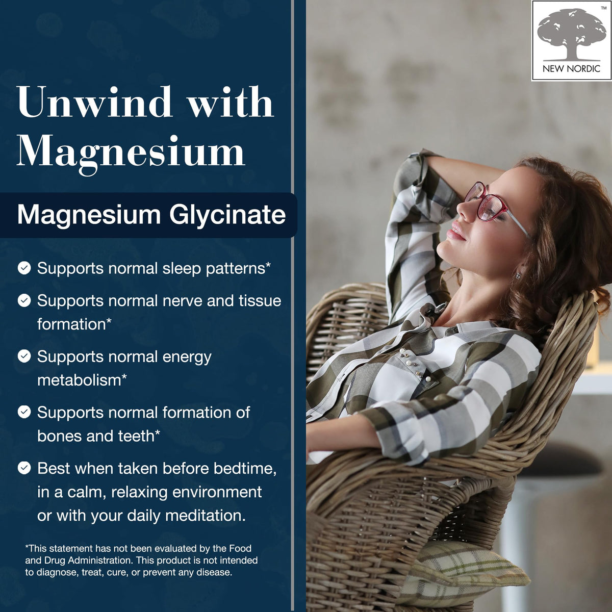 New Nordic Magnesium Glycinate 220 mg – Max Absorption, 30 Servings