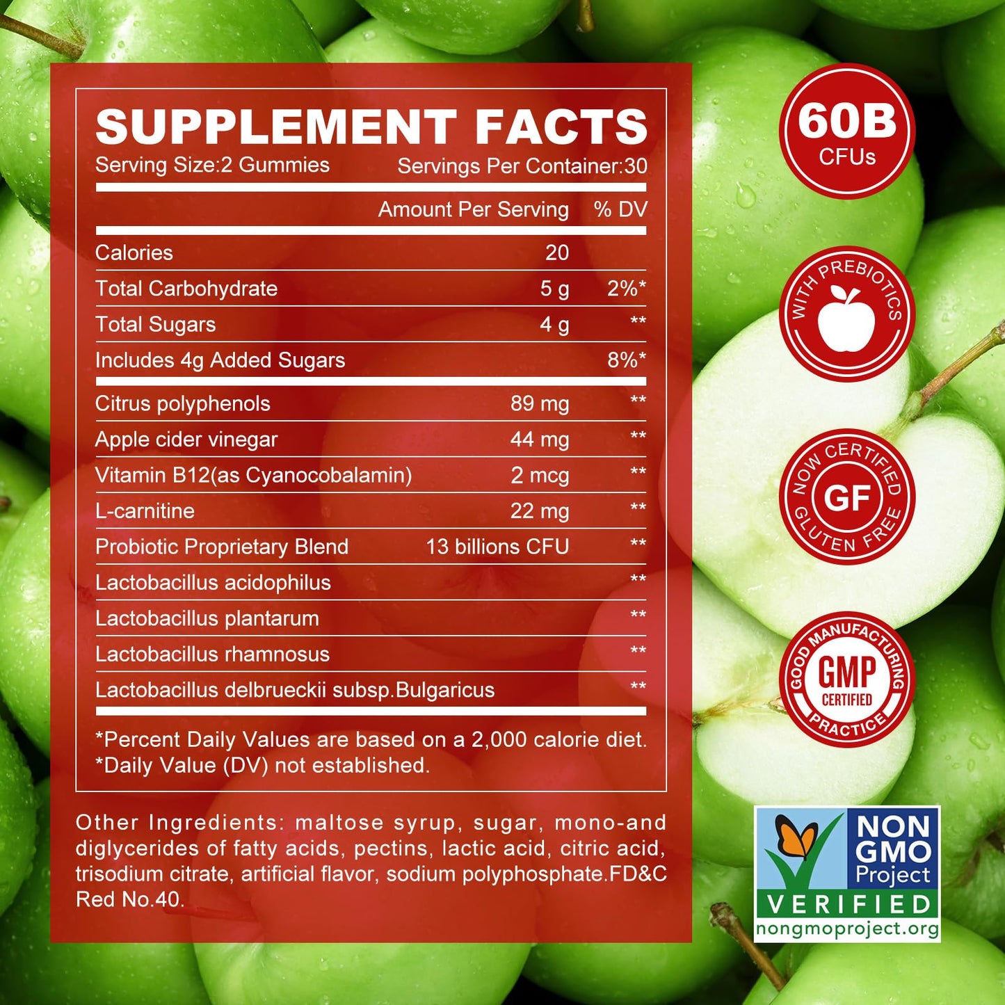 NEWELLME Sugar-Free Apple Cider Vinegar Gummies with B12 – Non-GMO ACV Supplement, 120 Gummies