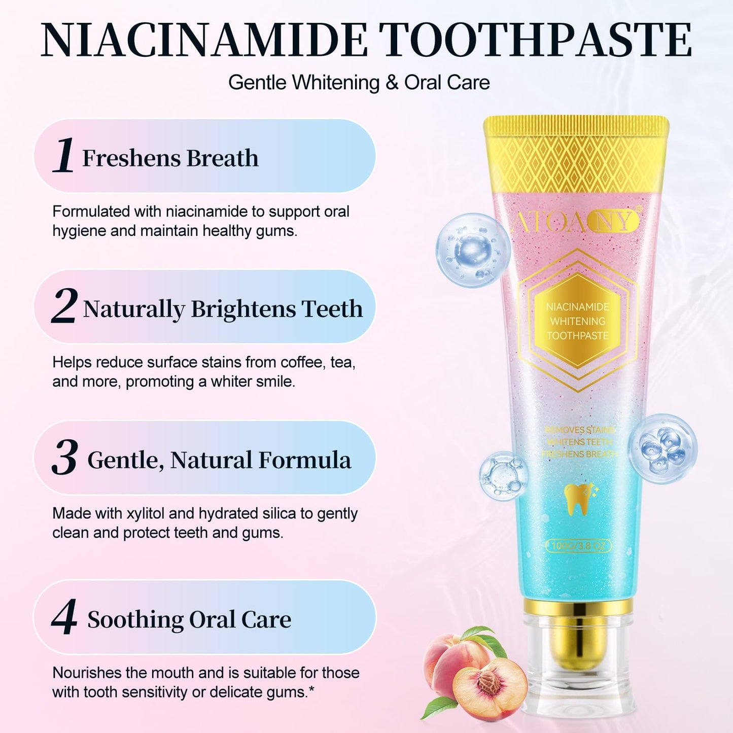 Niacinamide Whitening Toothpaste 3.5oz – Stain Removal & Enamel Protection
