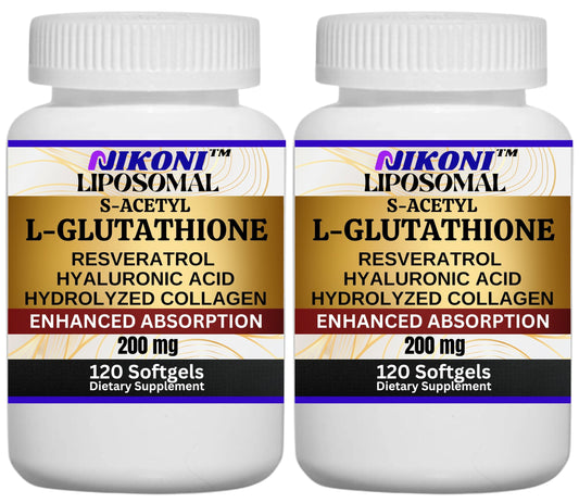 Nikoni Liposomal S-Acetyl L-Glutathione, Resveratrol, HA & Collagen - 500 mg