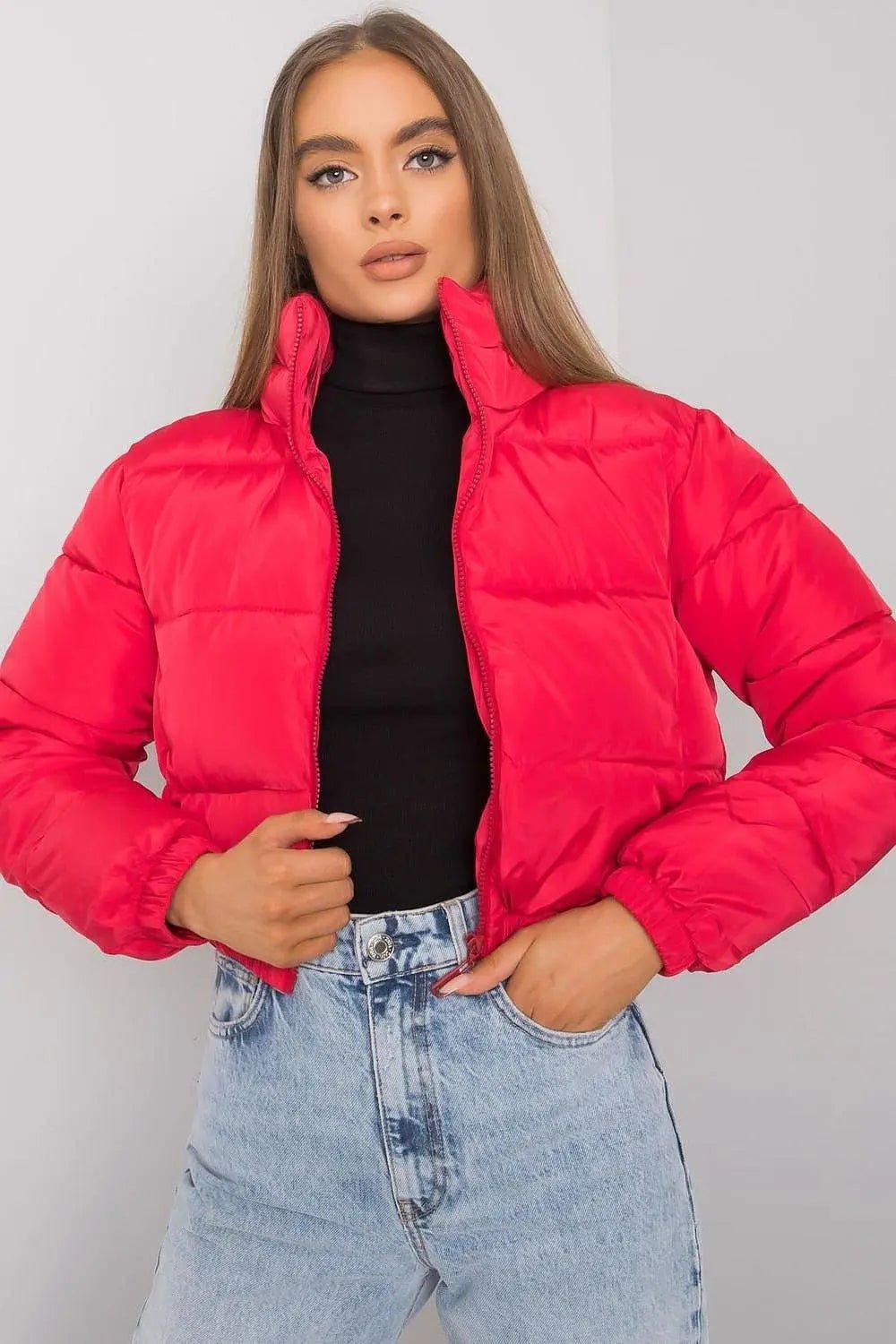 NM long sleeves short zippered quilted jacket
