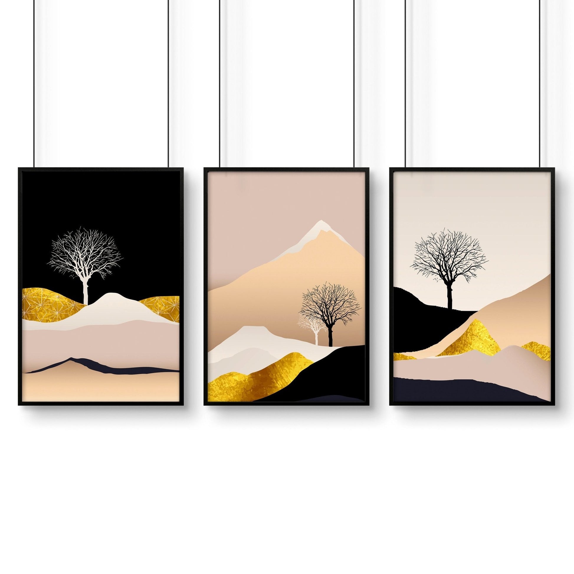 Modern prints for living room | set of 3 wall art prints