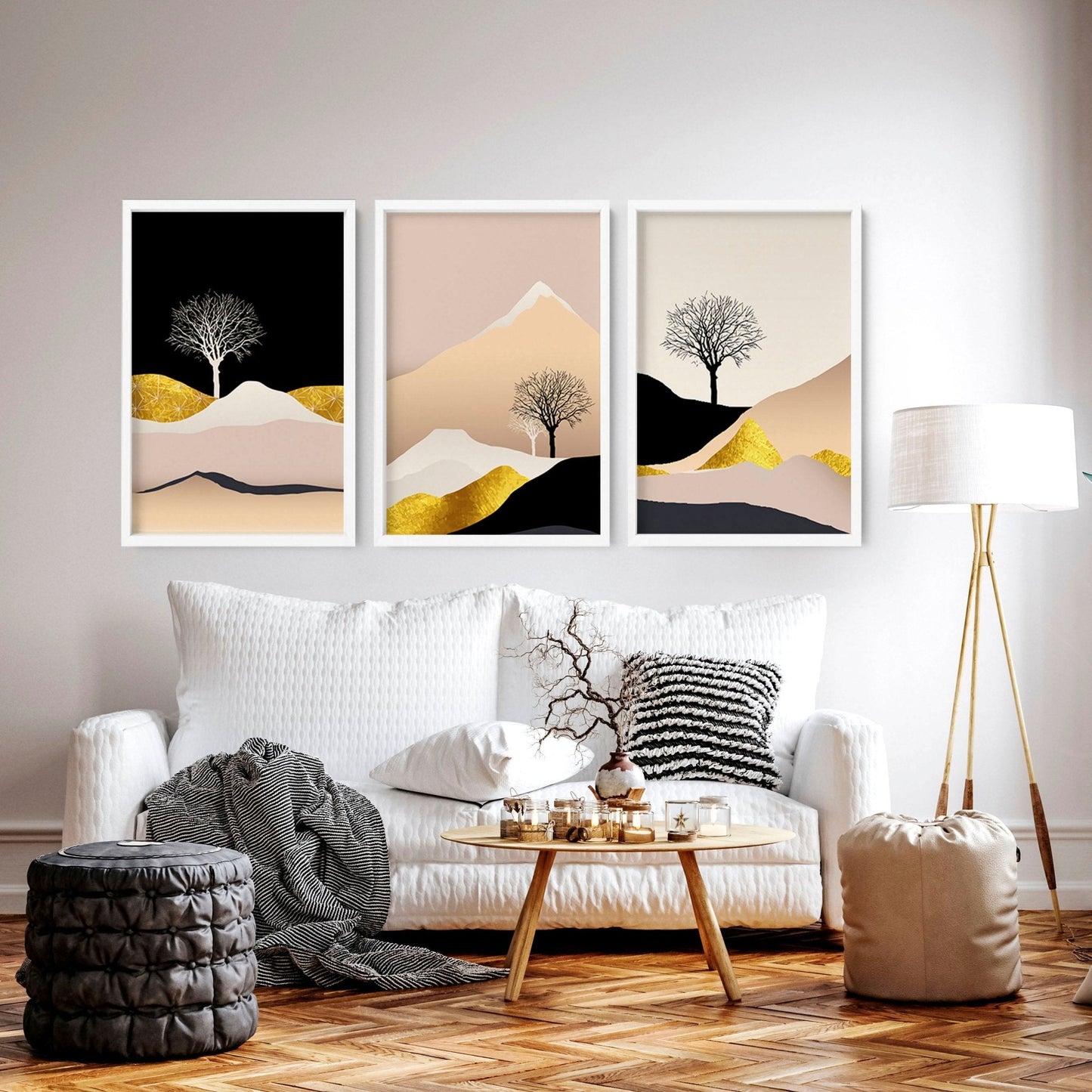 Modern prints for living room | set of 3 wall art prints