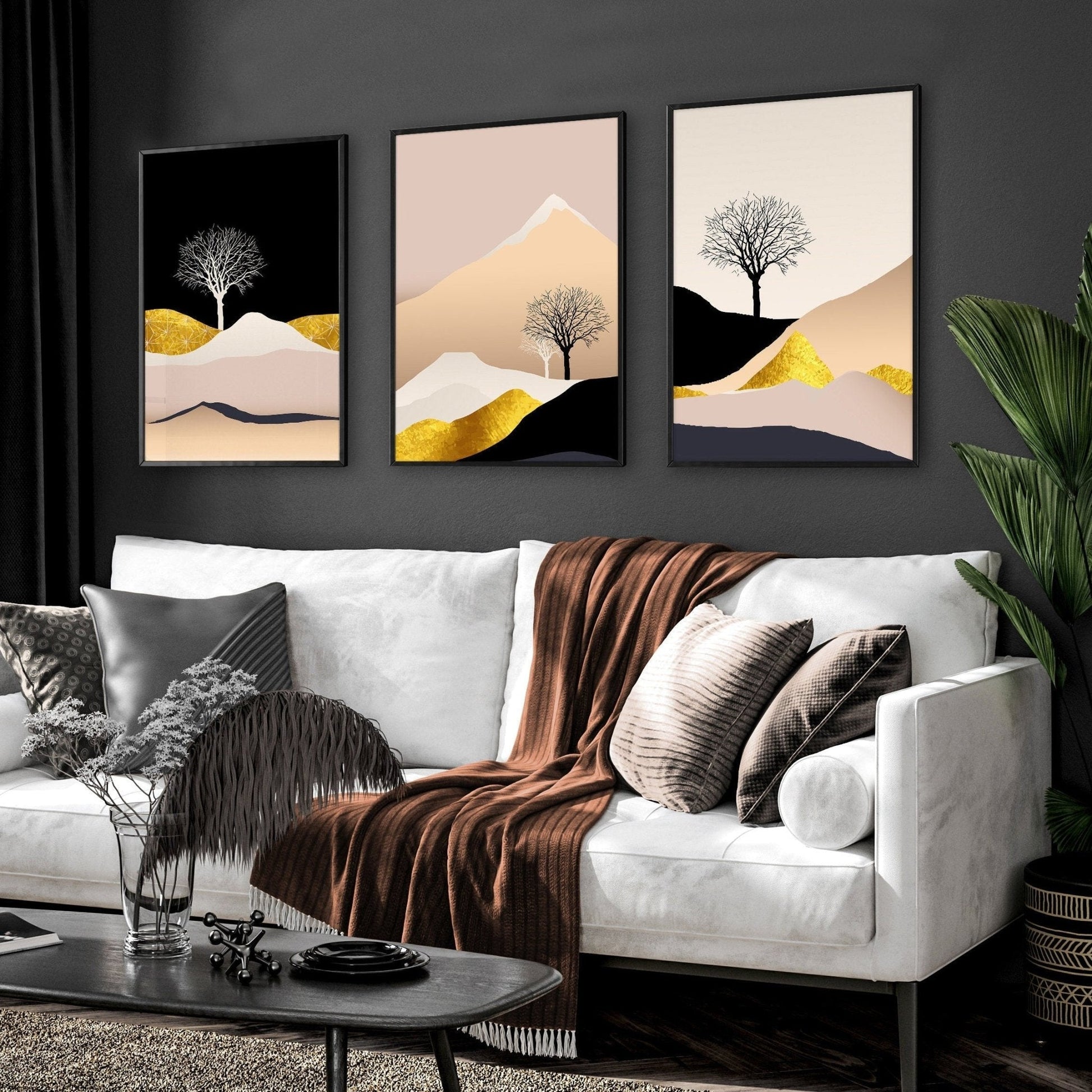 Modern prints for living room | set of 3 wall art prints