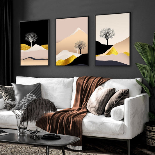 Modern prints for living room | set of 3 wall art prints