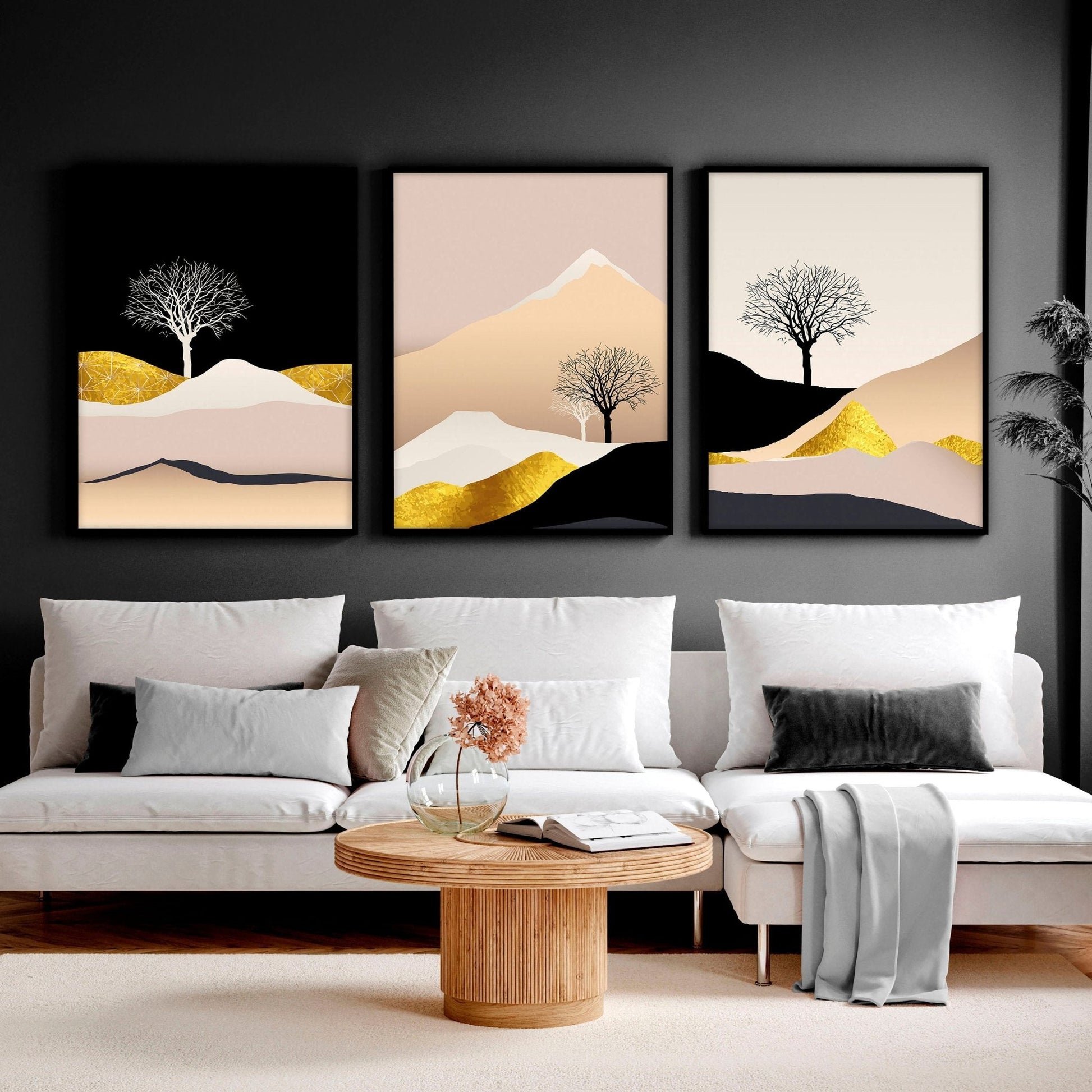 Modern prints for living room | set of 3 wall art prints