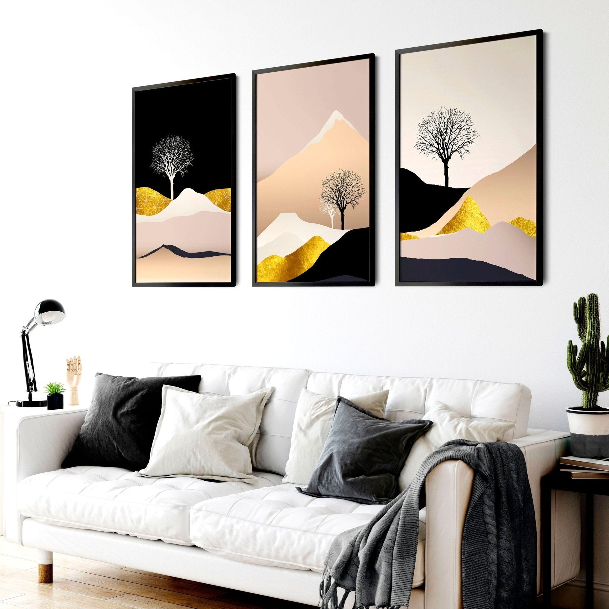 Modern prints for living room | set of 3 wall art prints