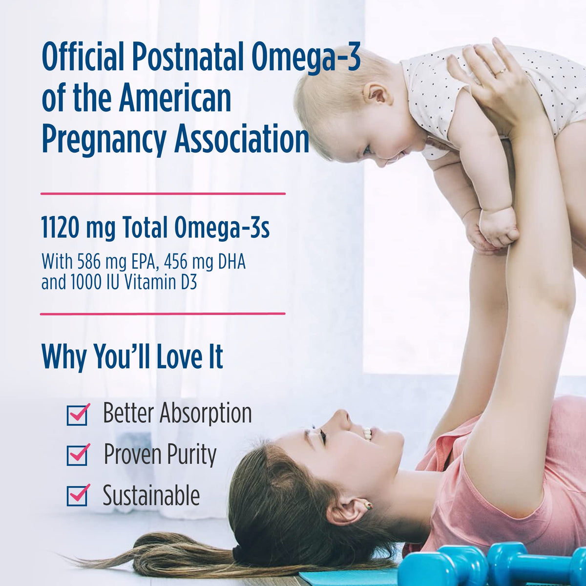 Nordic Naturals Postnatal Omega-3 Lemon - 60 Soft Gels | 1120 Total Omega-3 + 1000 IU Vitamin D3