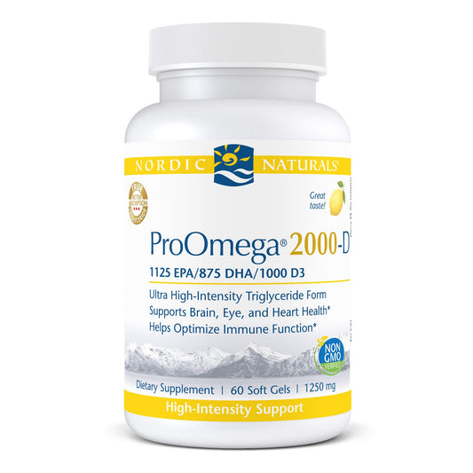 Nordic Naturals ProOmega 2000-D with Vitamin D3 – Lemon Flavor, 60 Soft Gels