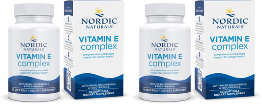 Nordic Naturals Vitamin E Complex, Unflavored – 30 Soft Gels (Pack of 2) | 6 Forms of Vitamin E, Non-GMO