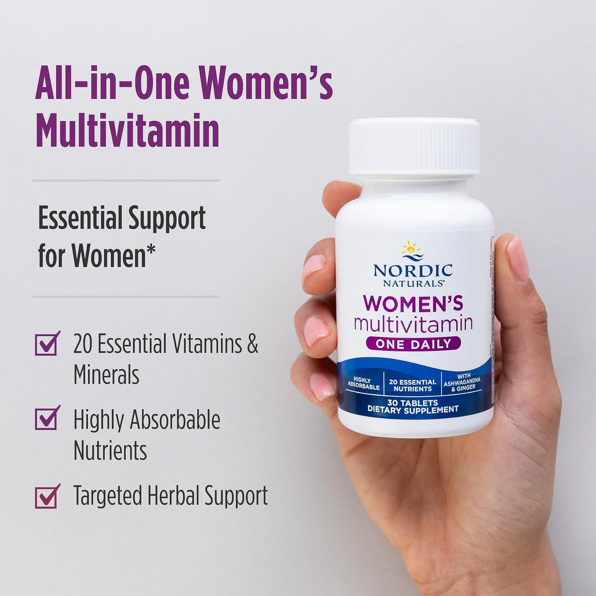 Nordic Naturals Women's Multivitamin One Daily - Skin, Hair, Energy & Immunity