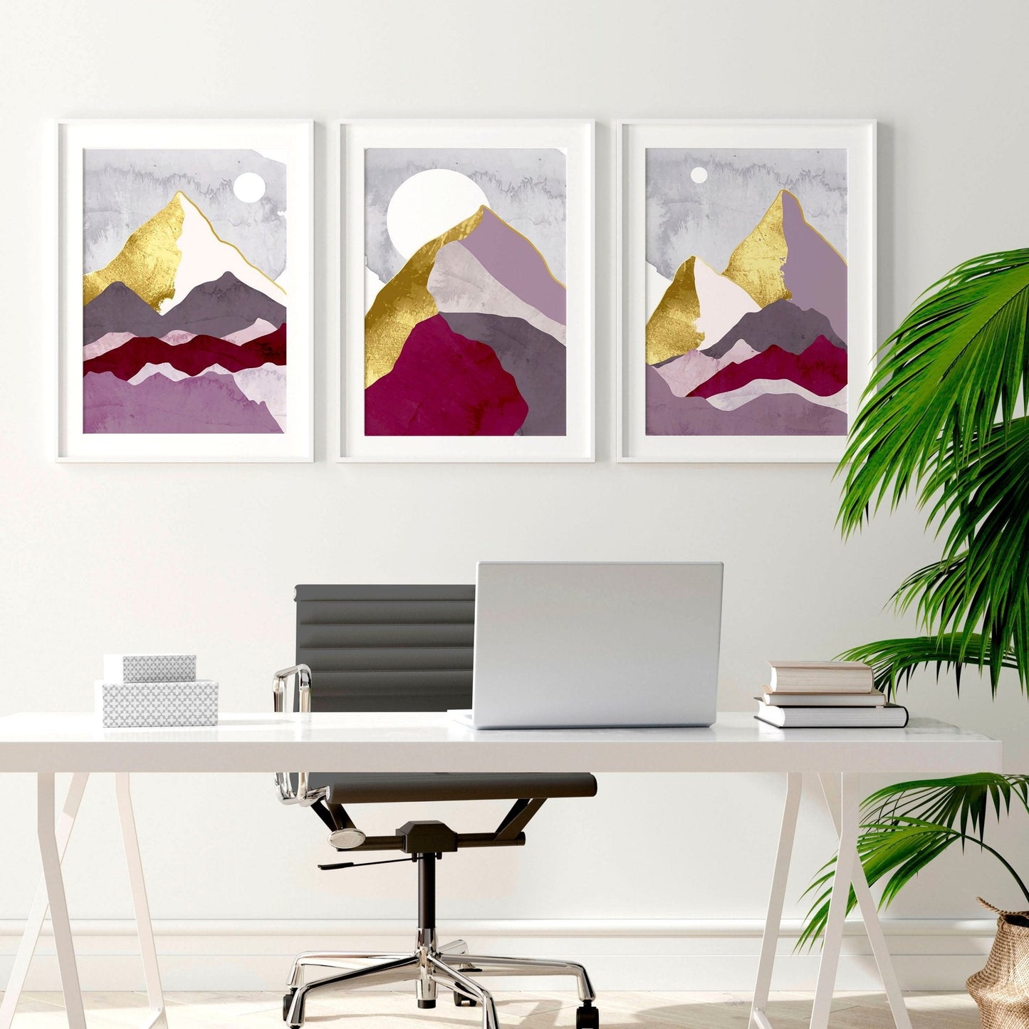 Scandi prints for home office | set of 3 framed wall art