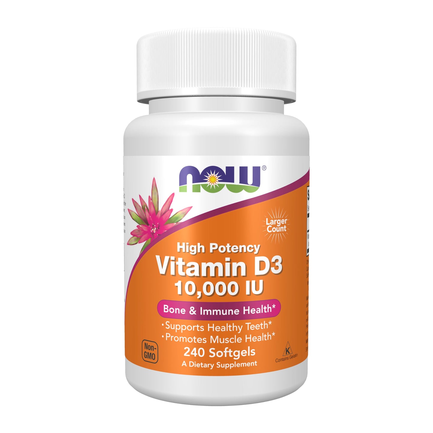 NOW Foods Vitamin D-3 10,000 IU Softgels – Vitamin D for Immune Support (240 Softgels)