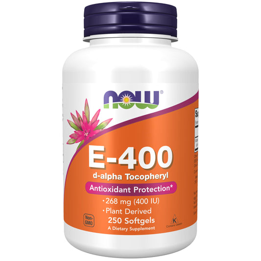 NOW Foods Vitamin E 400 IU – D-Alpha Tocopheryl Softgels, 250 Count