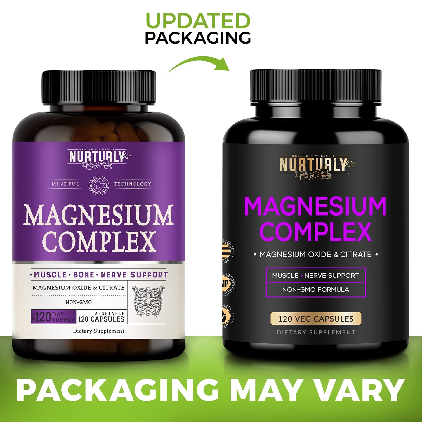 Nurturly Magnesium Citrate & Oxide 500mg Complex – High Absorption, 240 Vegan Capsules