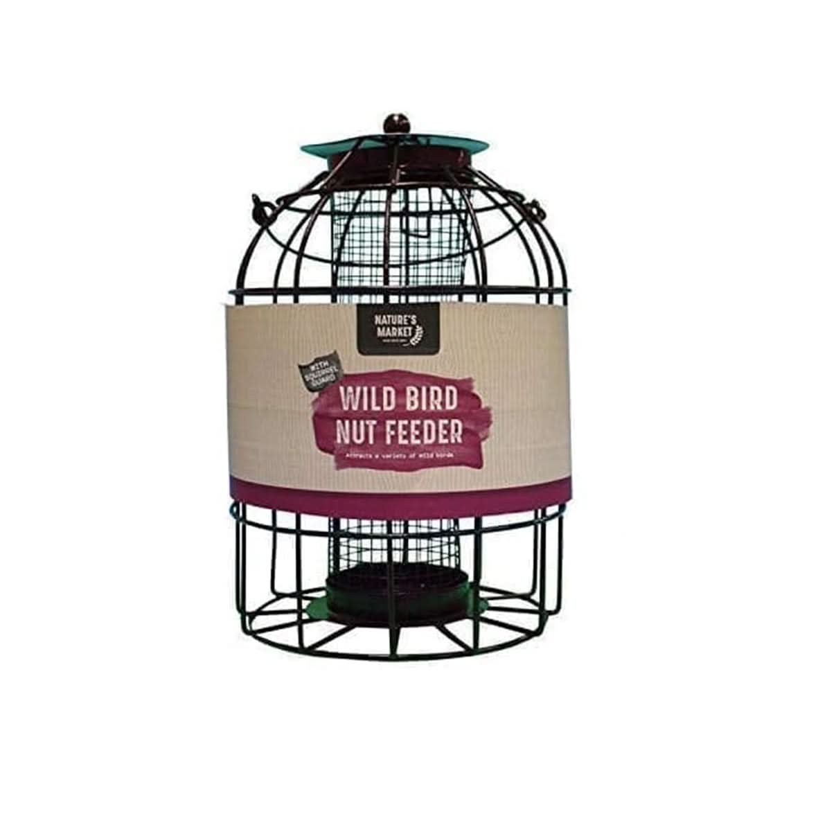 Caged Nut Bird Feeder with Squirrel Guard Metal Hanging Design