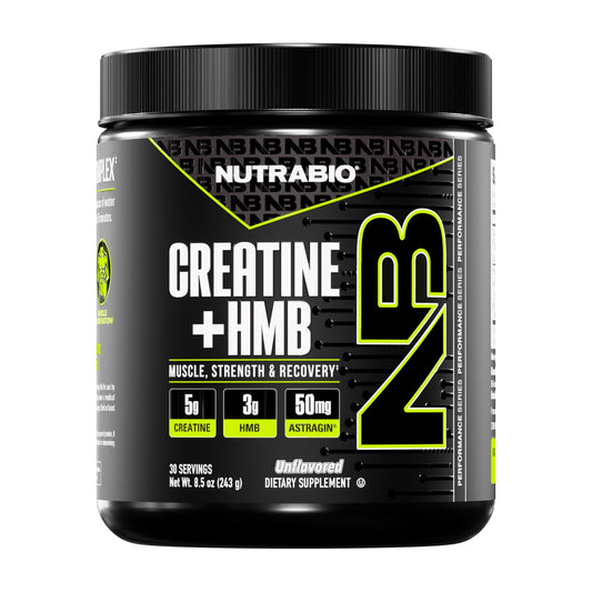 NutraBio Creatine + HMB – Creatine Monohydrate with HMB Powder for Muscle Growth & Strength, 30 Servings (Unflavored)