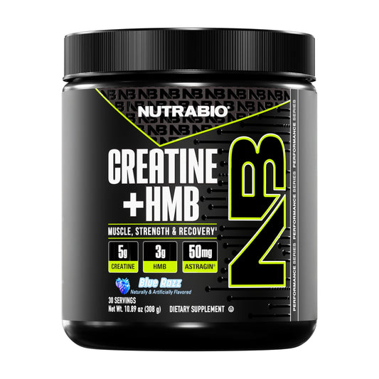 NutraBio Creatine + HMB Powder | Creatine Monohydrate with HMB for Muscle Growth – 30 Servings (Blue Razz)