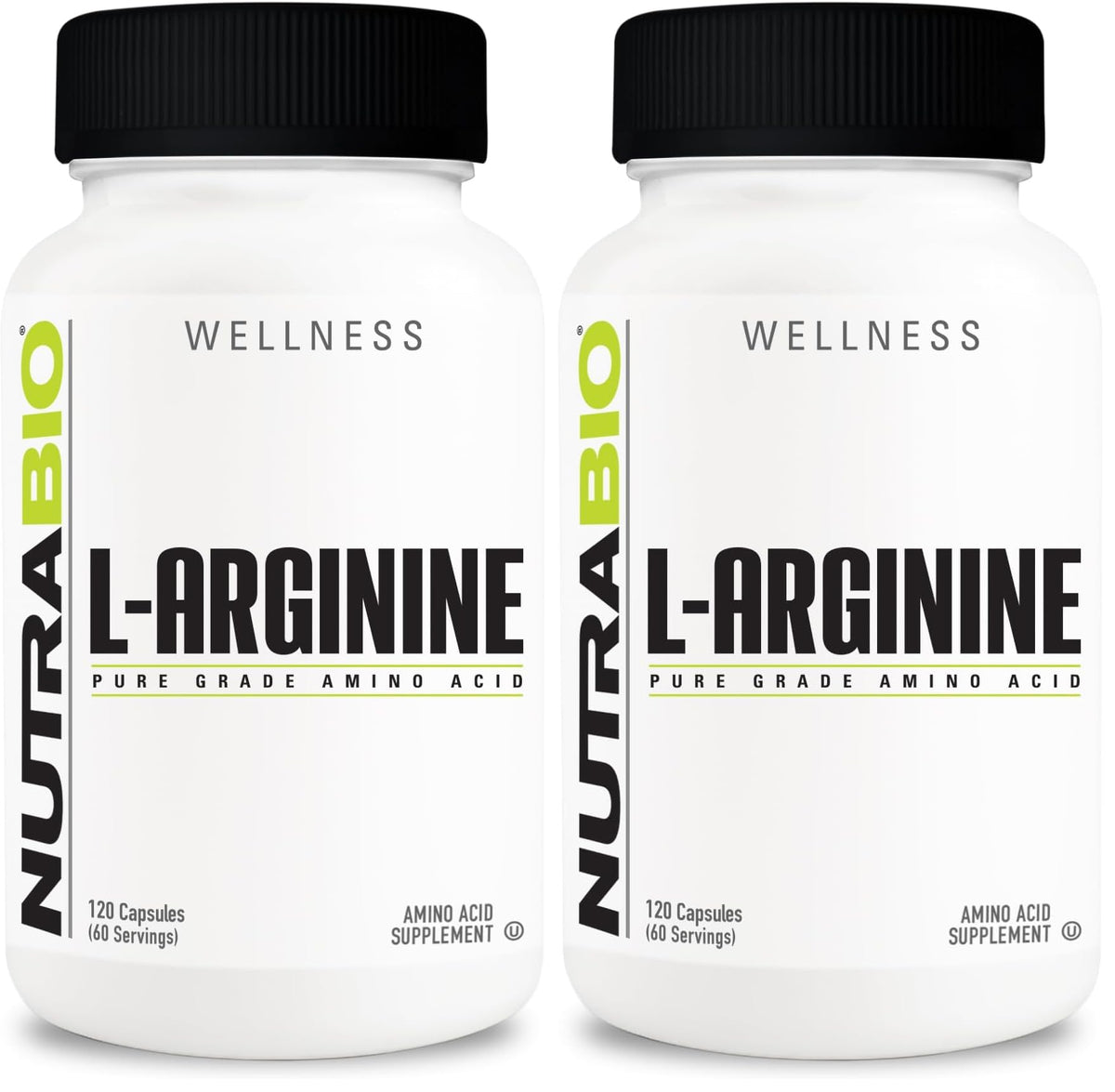 NutraBio L-Arginine 750mg – Nitric Oxide & Muscle Support (240 capsules)