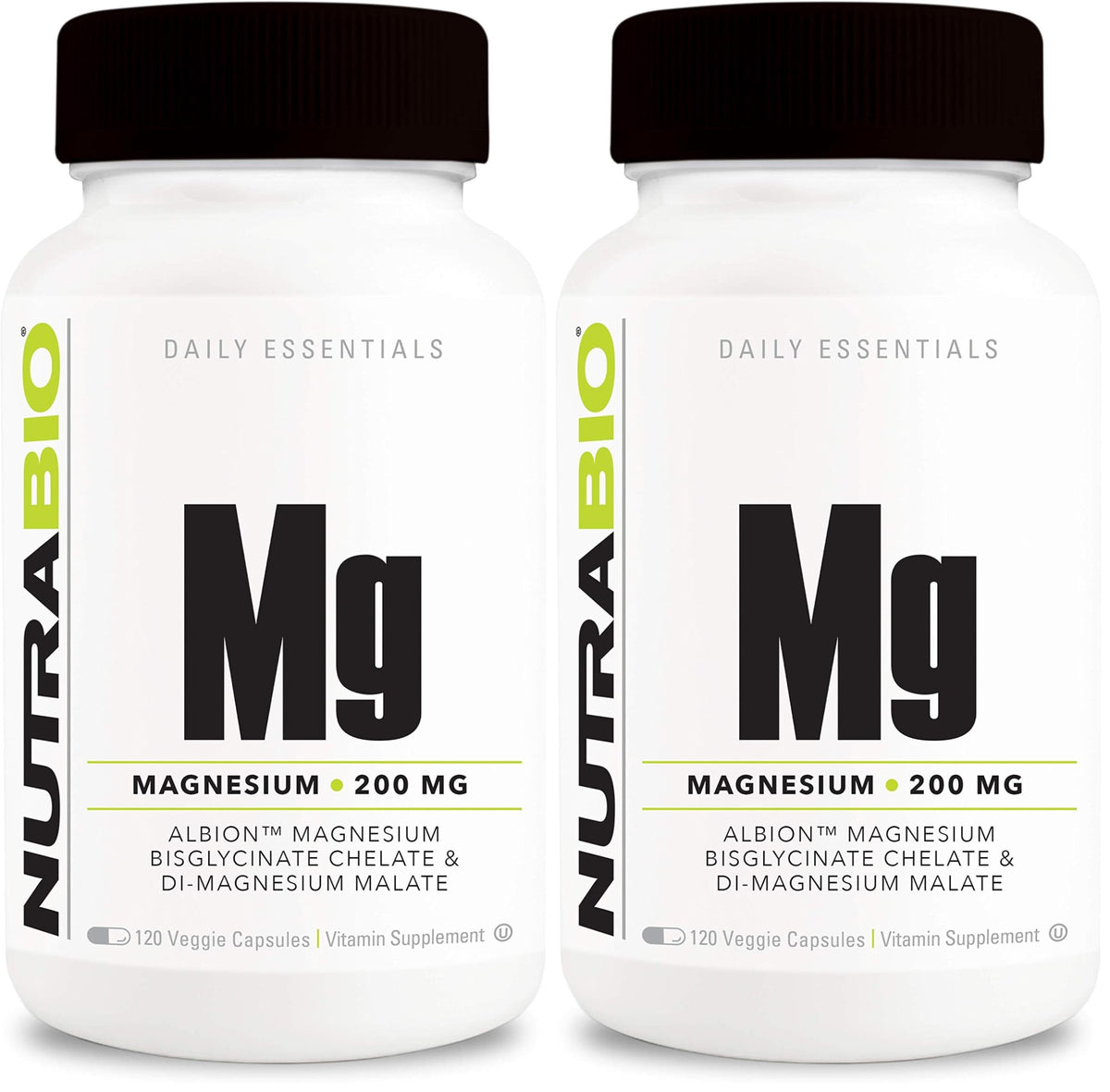 NutraBio Magnesium Glycinate + D-Magnesium Malate | Sleep Support (Pack of 2)