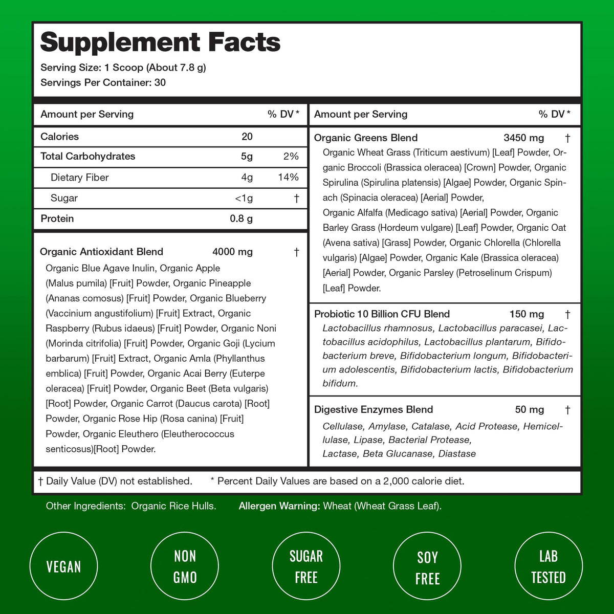 NutraChamps Super Greens Powder – Premium 9.0 oz Unflavored | 20+ Organic Greens, Spirulina & Chlorella
