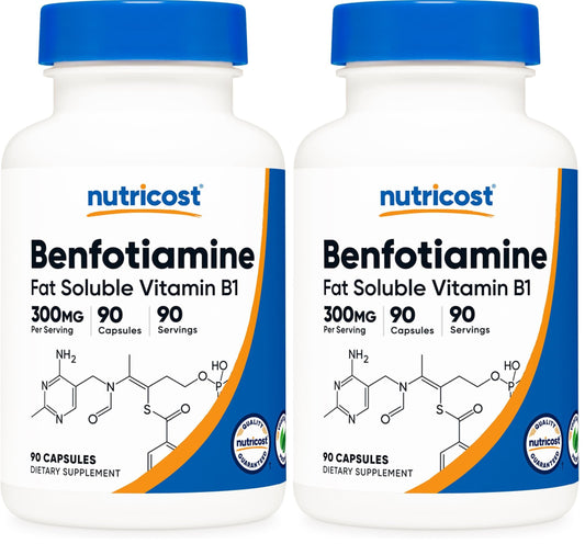Nutricost Benfotiamine 300mg – 90 Capsules (Pack of 2) | Gluten Free, Non-GMO, Vegetarian
