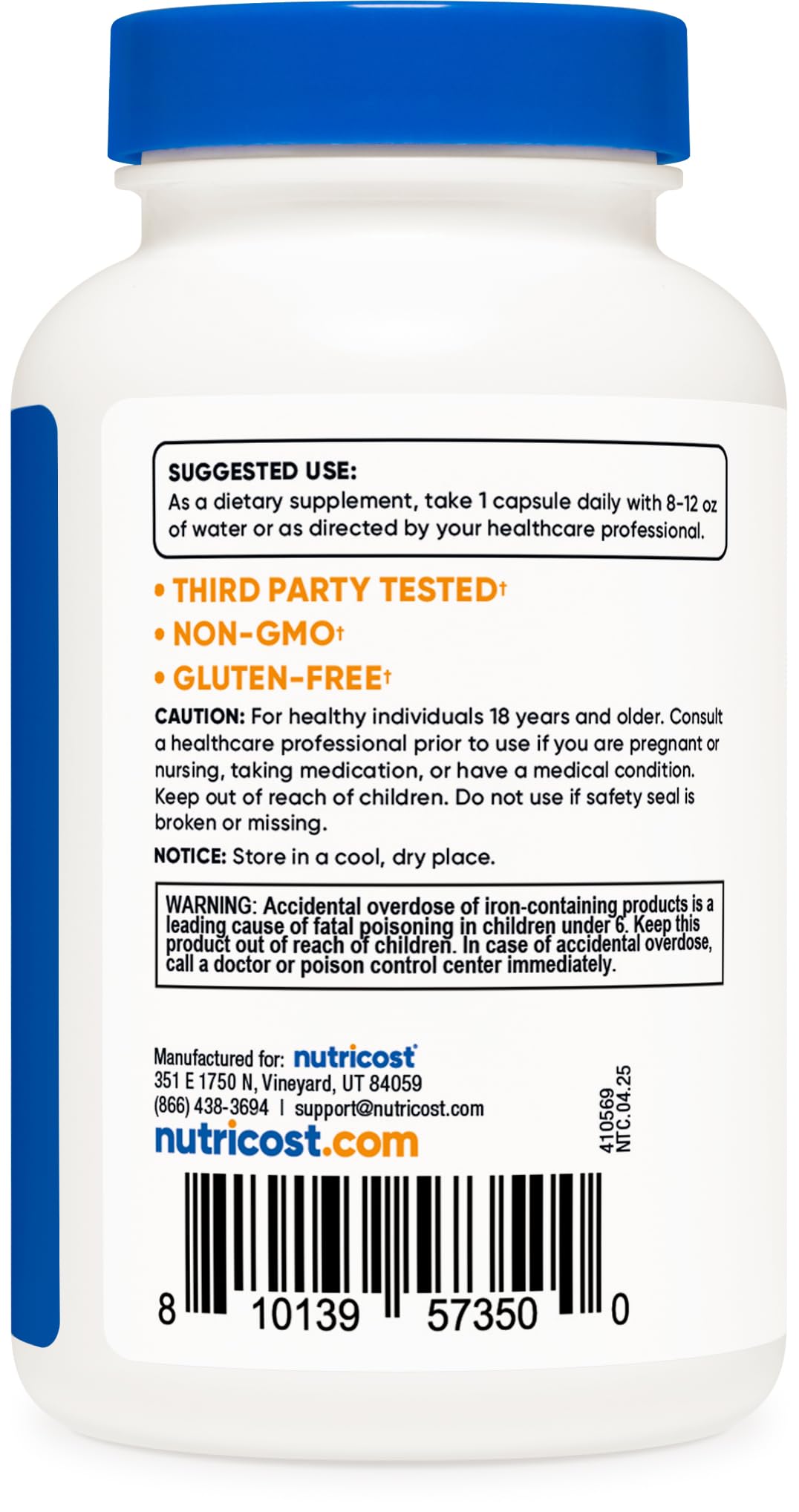 Nutricost Chelated Iron 18mg, 240 Capsules – Gluten Free & Non-GMO | Ferrochel