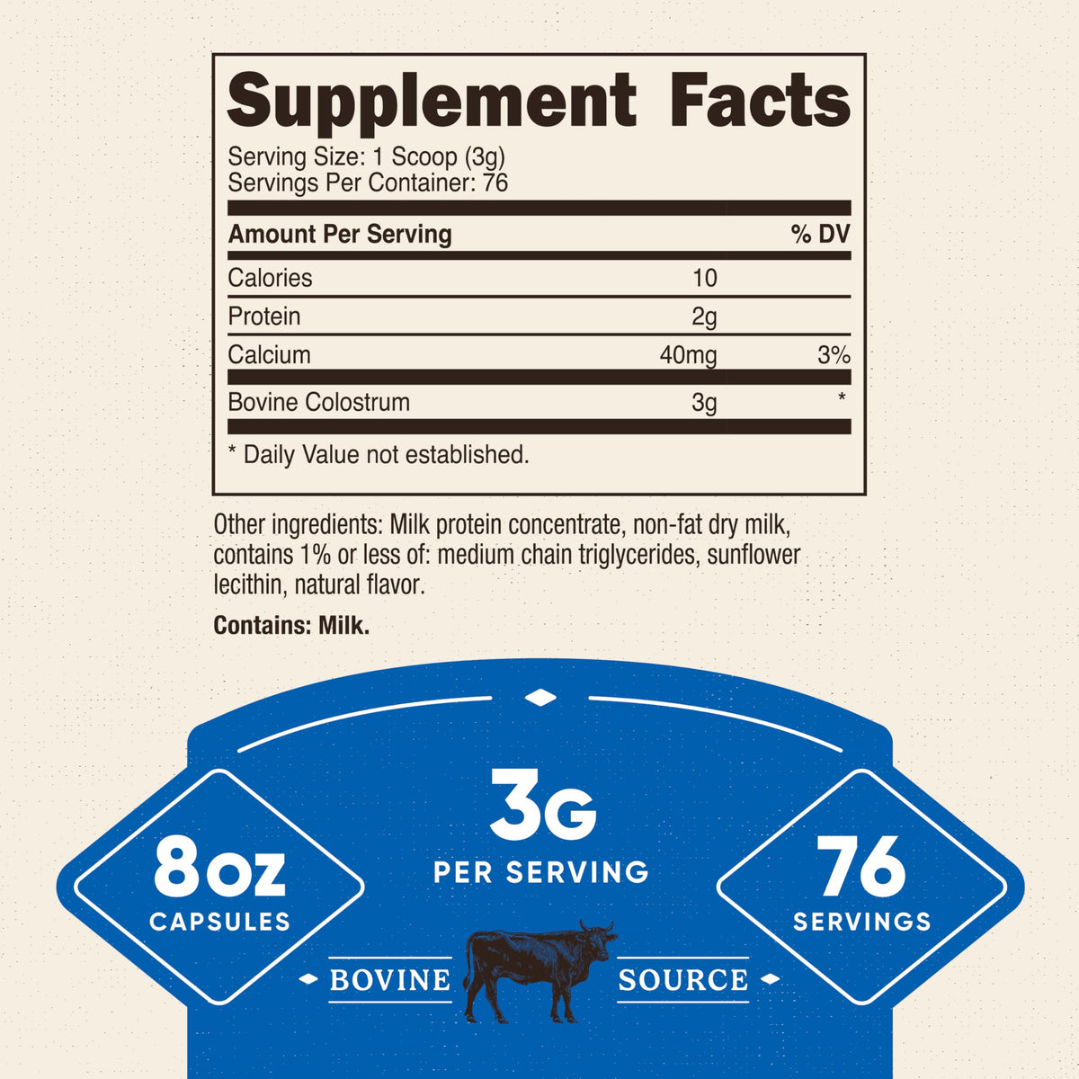 Nutricost Colostrum Powder 8 oz – 3 g per Serving, 76 Servings, 30% IgG, Lactoferrin, Non-GMO, Gluten Free