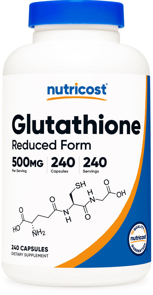 Nutricost Glutathione Capsules 500mg – 240 Count | Gluten Free & Non-GMO