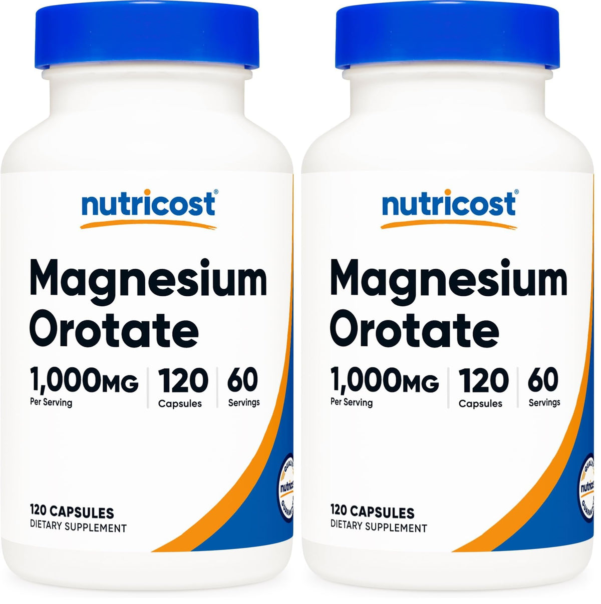 Nutricost Magnesium Orotate Capsules 1000mg – 120 Caps (Pack of 2) | 60 Servings per Bottle | 500mg per Capsule | Non-GMO, Gluten Free