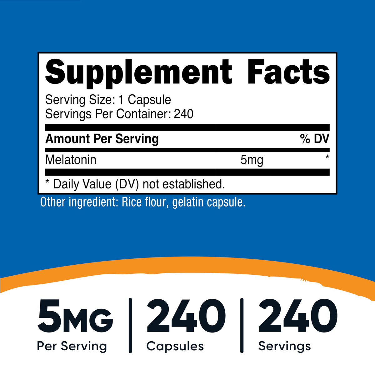 Nutricost Melatonin 5mg – 240 Capsules | 5mg Per Serving, Non-GMO, Gluten Free