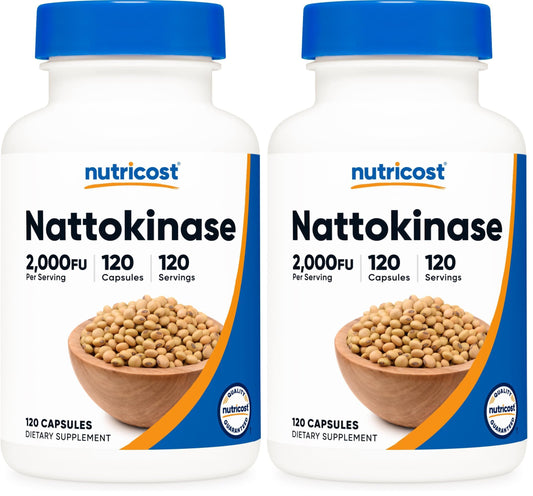 Nutricost Nattokinase 2000FU 120 Caps – Gluten Free, Non-GMO, Vegetarian (Pack of 2)