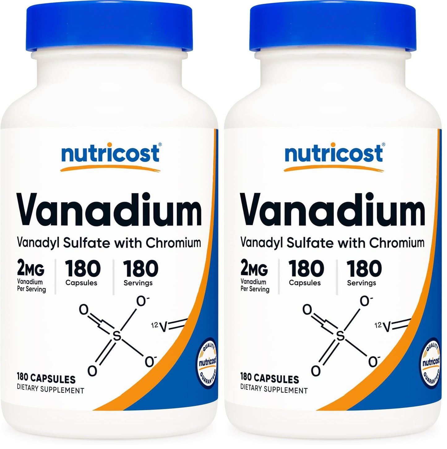 Nutricost Vanadium + Chromium 2mg – 180 Veggie Capsules | Gluten Free, Non-GMO (Pack of 2)