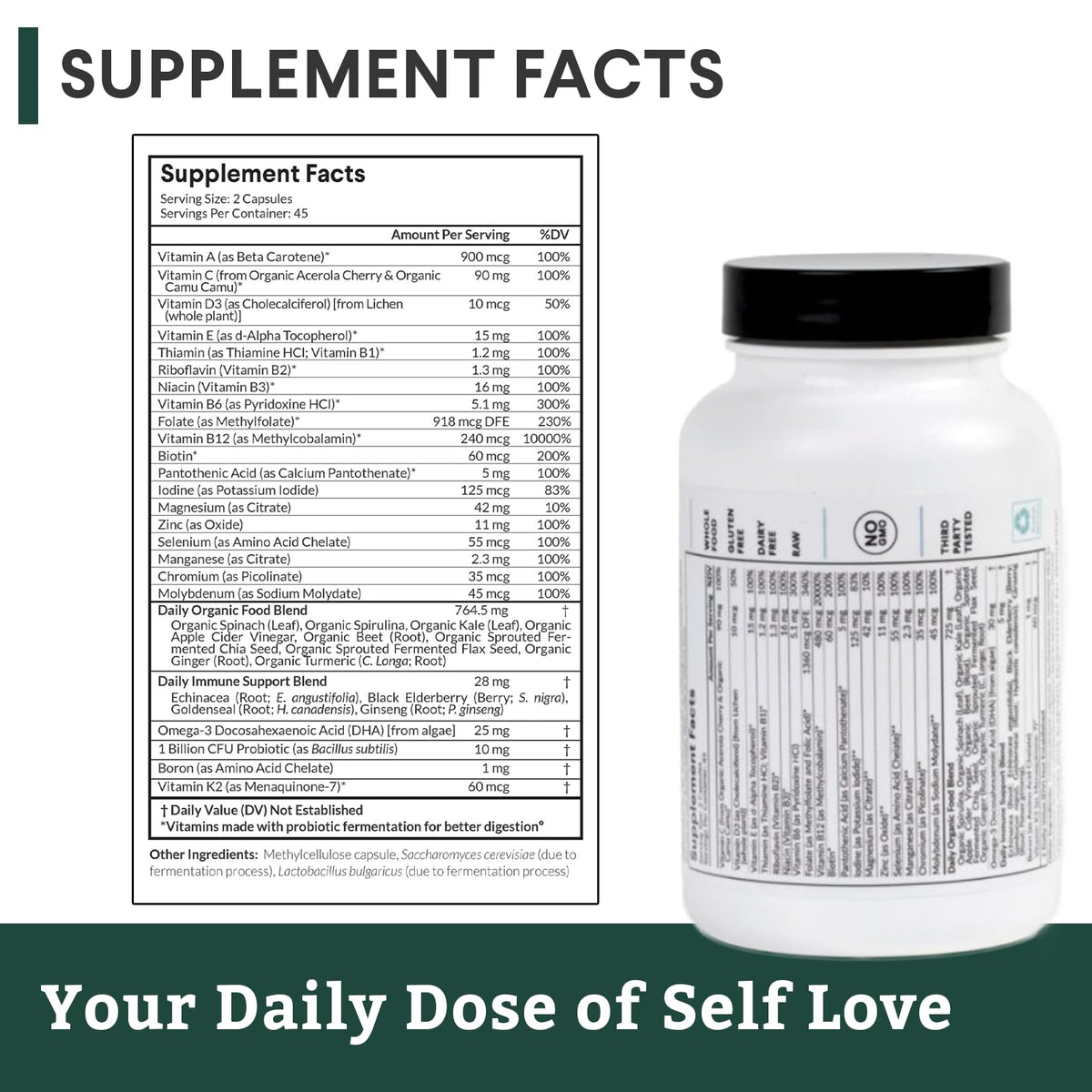 Nutritional Roots Multivitamin+ | Plant-Based Fermented Vitamins & Probiotics, 45 Servings