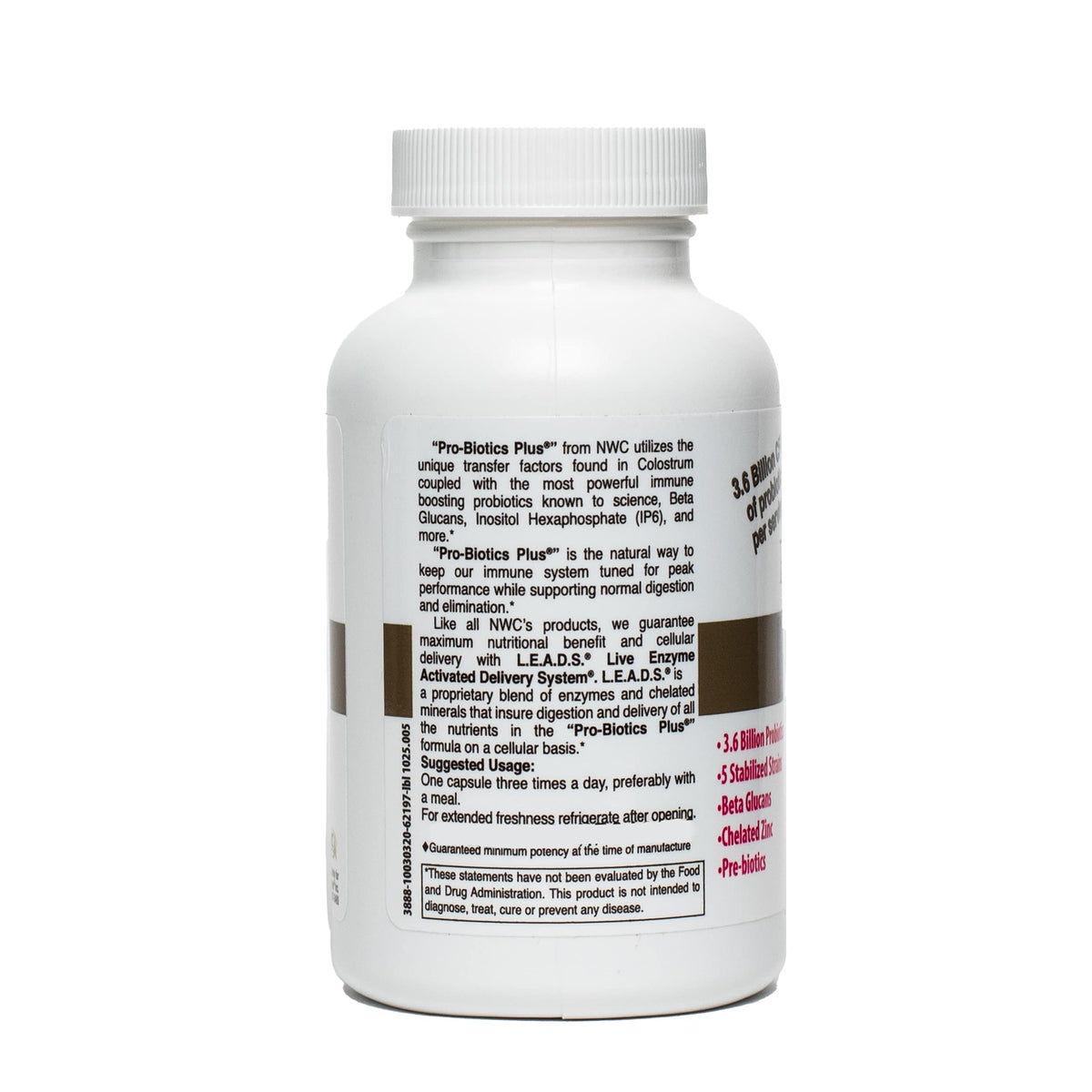 NWC Naturals Pro-Biotics Plus – Vegetarian Probiotics for Immune & Digestive Health, 90 Capsules