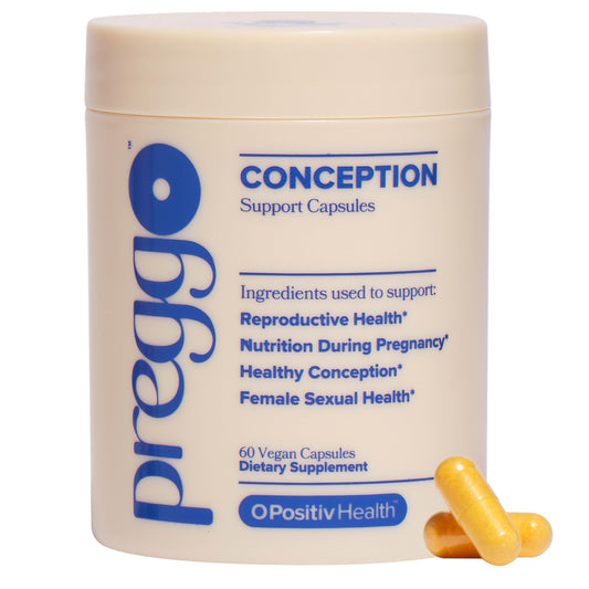 O Positiv Prego Conception Support Capsules – OBGYN-Formulated Prenatal Vitamins with CoQ10 & N-Acetyl Cysteine | 60 Ct