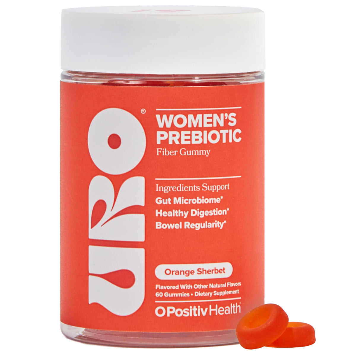 O Positiv URO Fiber Gummies for Adults – 60 Count | Prebiotic Chicory Root Inulin Fiber | Non-GMO, Vegan & Cruelty-Free