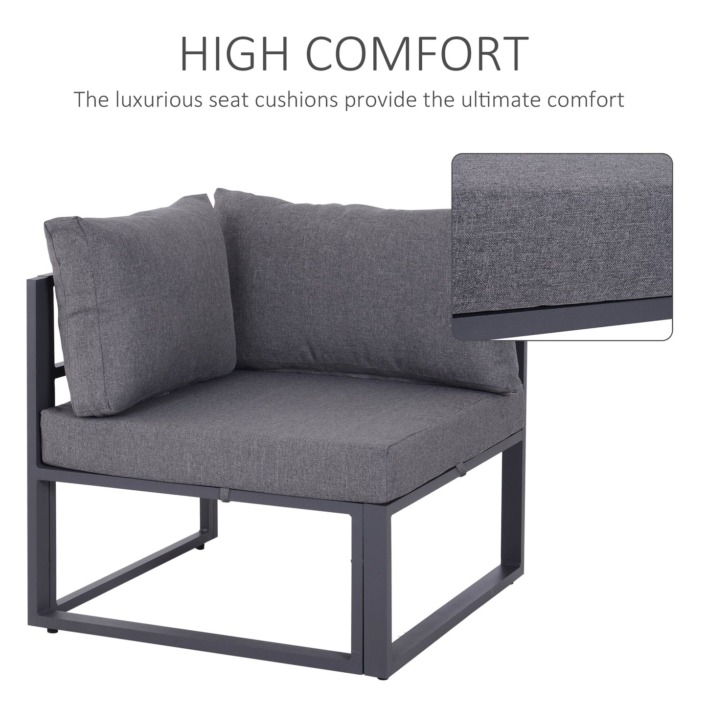 6Pcs Outdoor Sectional Sofa Set Conversation Aluminum Frame Cushion Outsunny