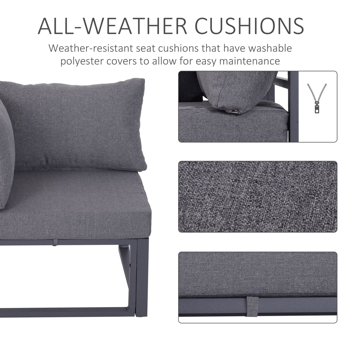 6Pcs Outdoor Sectional Sofa Set Conversation Aluminum Frame Cushion Outsunny