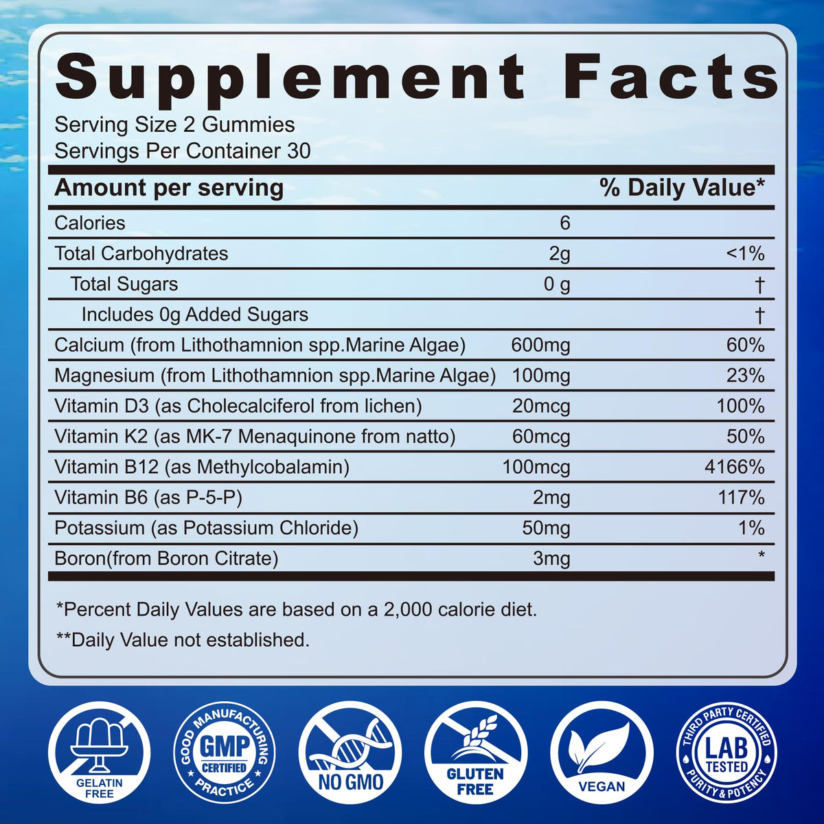 EnvyCure Calcium Gummies 600mg – Ocean Algae Calcium with Vitamin D3, K2, Magnesium | 2-Pack | Vegan, Sugar-Free