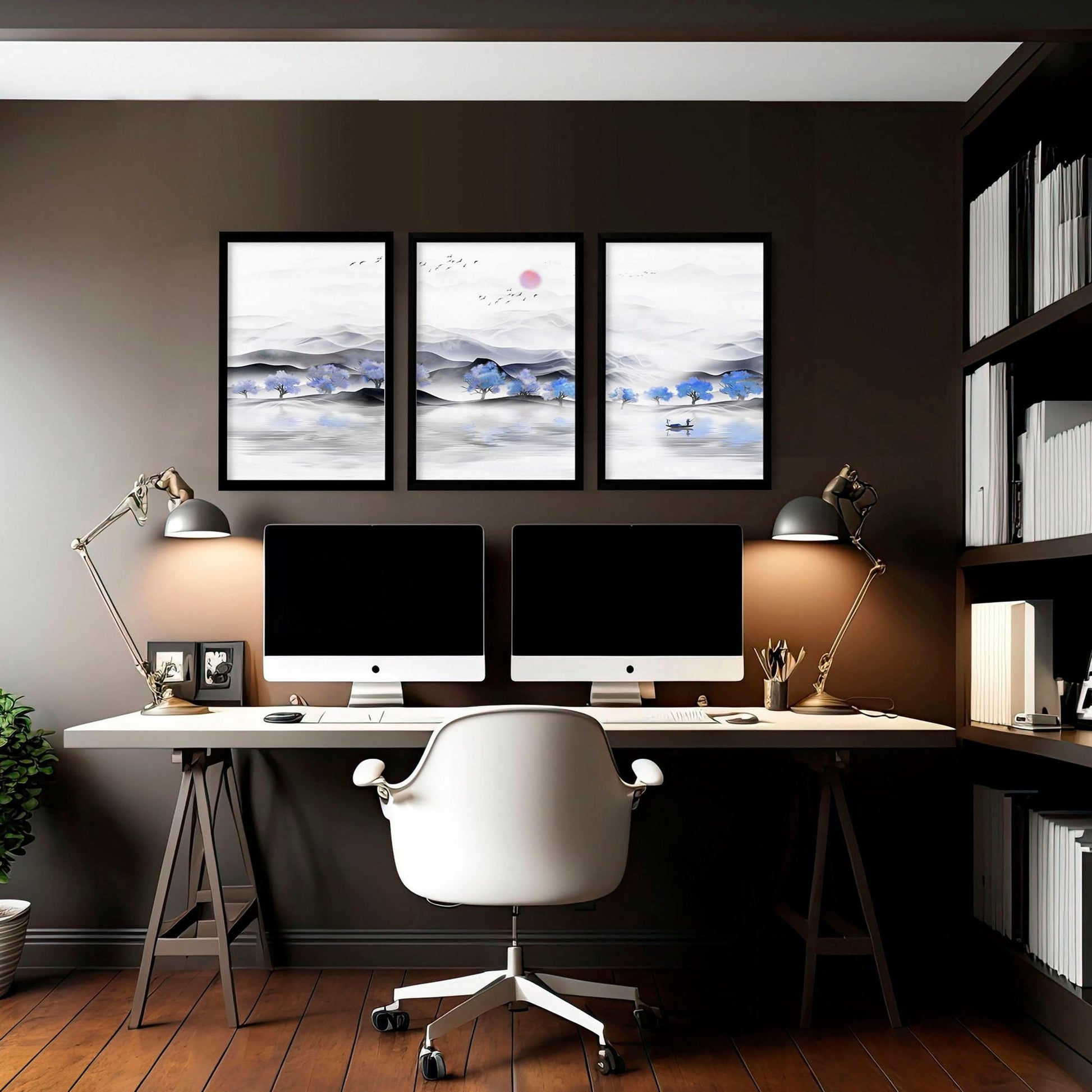 Office wall decorations | set of 3 framed wall art prints