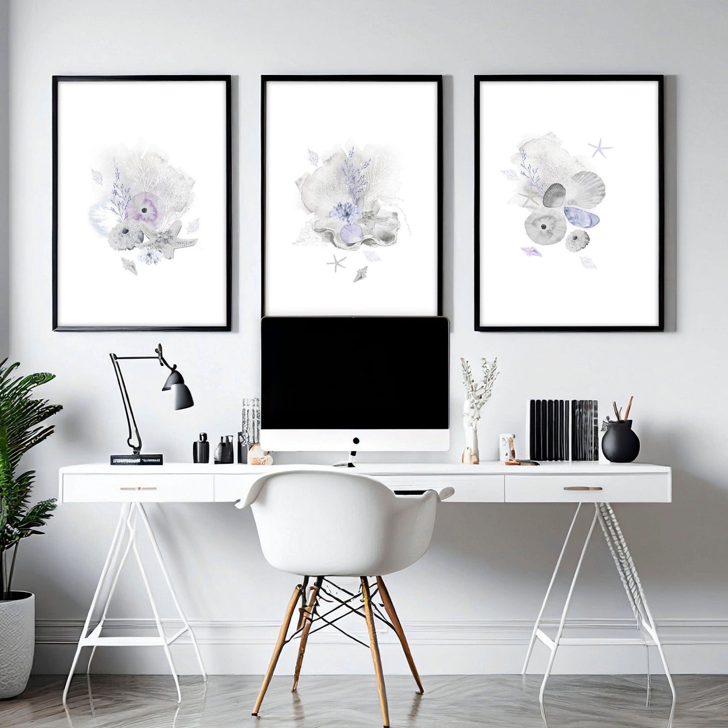 Office wall decor | set of 3 Modern Coastal wall art prints