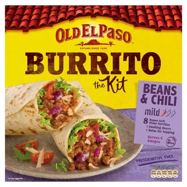 Old El Paso Burrito Kit Bean & Chilli Mild 620g (Case of 6)