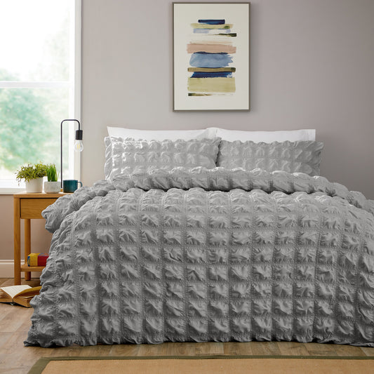 OLIVIA ROCCO Soho Grey Microfibre Duvet Cover Set With Pillowcases Quilted Super Soft