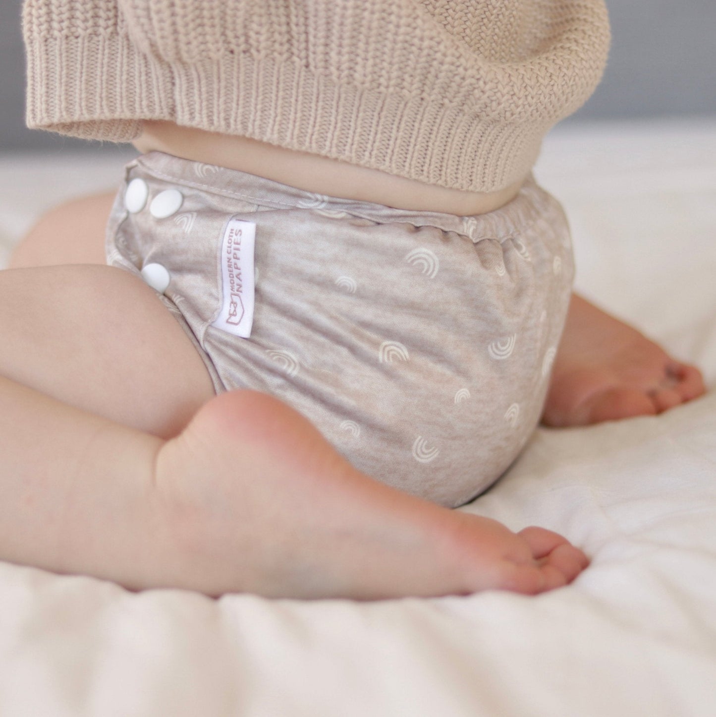 One Size Reusable Cloth Nappy Wrap - Rainbow Oatmeal