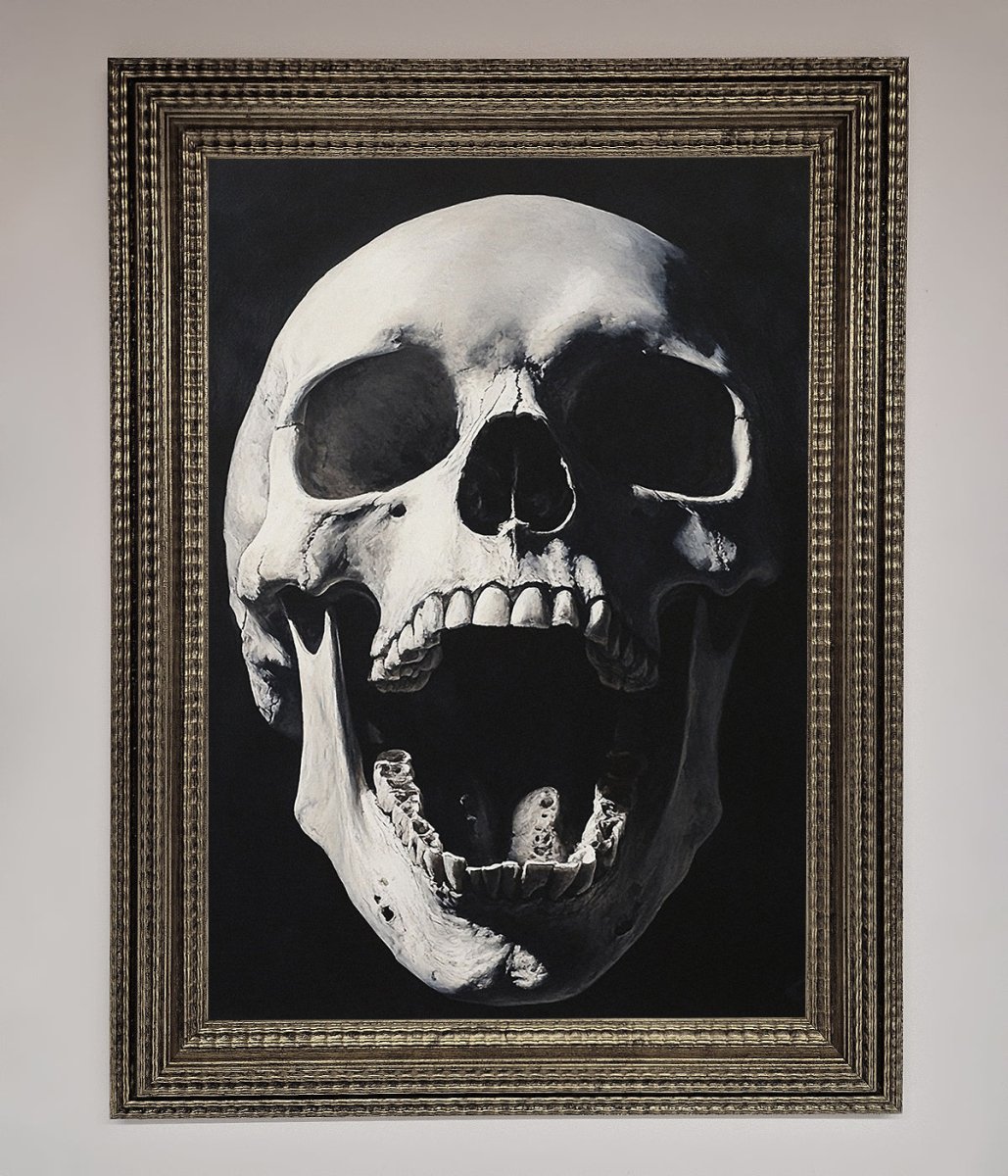 Open Mouth Skull Framed Poster