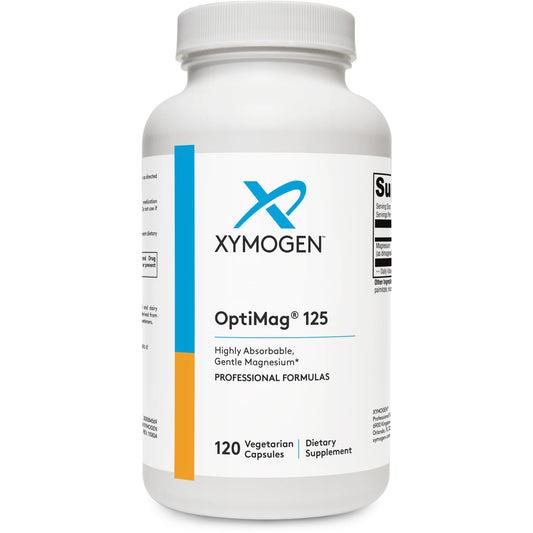 XYMOGEN OptiMag 125 – High-Absorption Magnesium with Chelated Glycinate & Malate (120 Capsules)